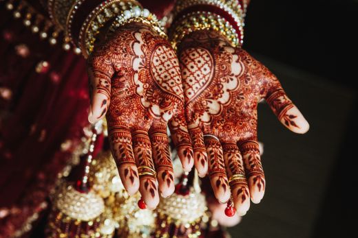 Mehndi wedding ornament hands drawn by henna - traditional mehndi