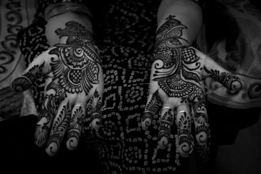Beautiful black and white close up of henna de - dark henna stain