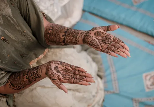 Close up of intricate henna designs on an indi - henna design